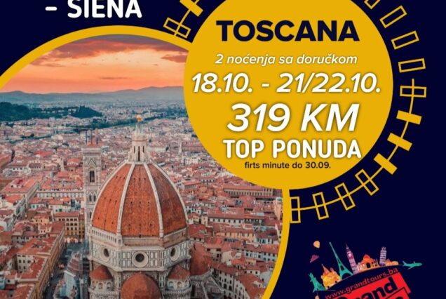 TOSKANA / TOP PONUDA! PISA-MONTECATINI-FIRENCA-SIENA  4 DANA / 2 NOĆENJA